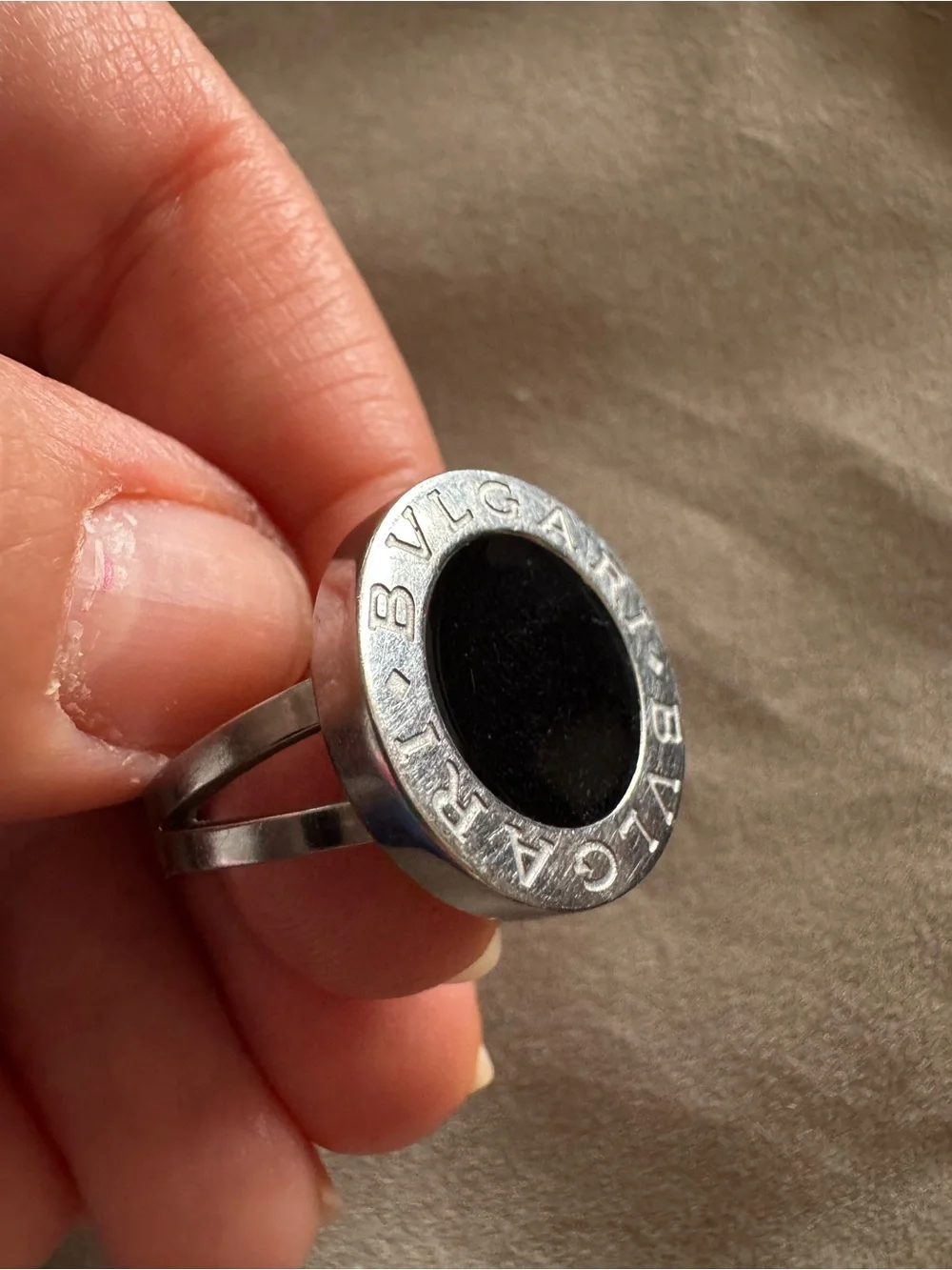 Black Center Stainless Steel Fashion Ring Women size 6.5